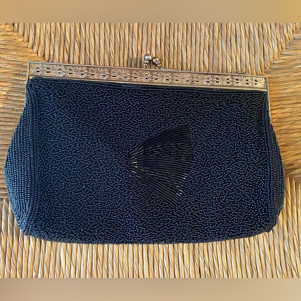 Vintage Handcrafted Walborg Beaded Black Clutch Purse - Picture 3 of 12